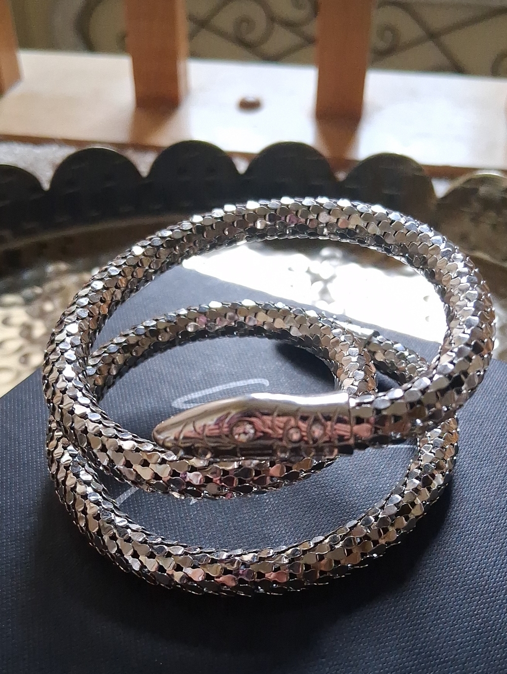 Giuseppe Zanotti Made In Italy Silver Metallic Serpent Anklet